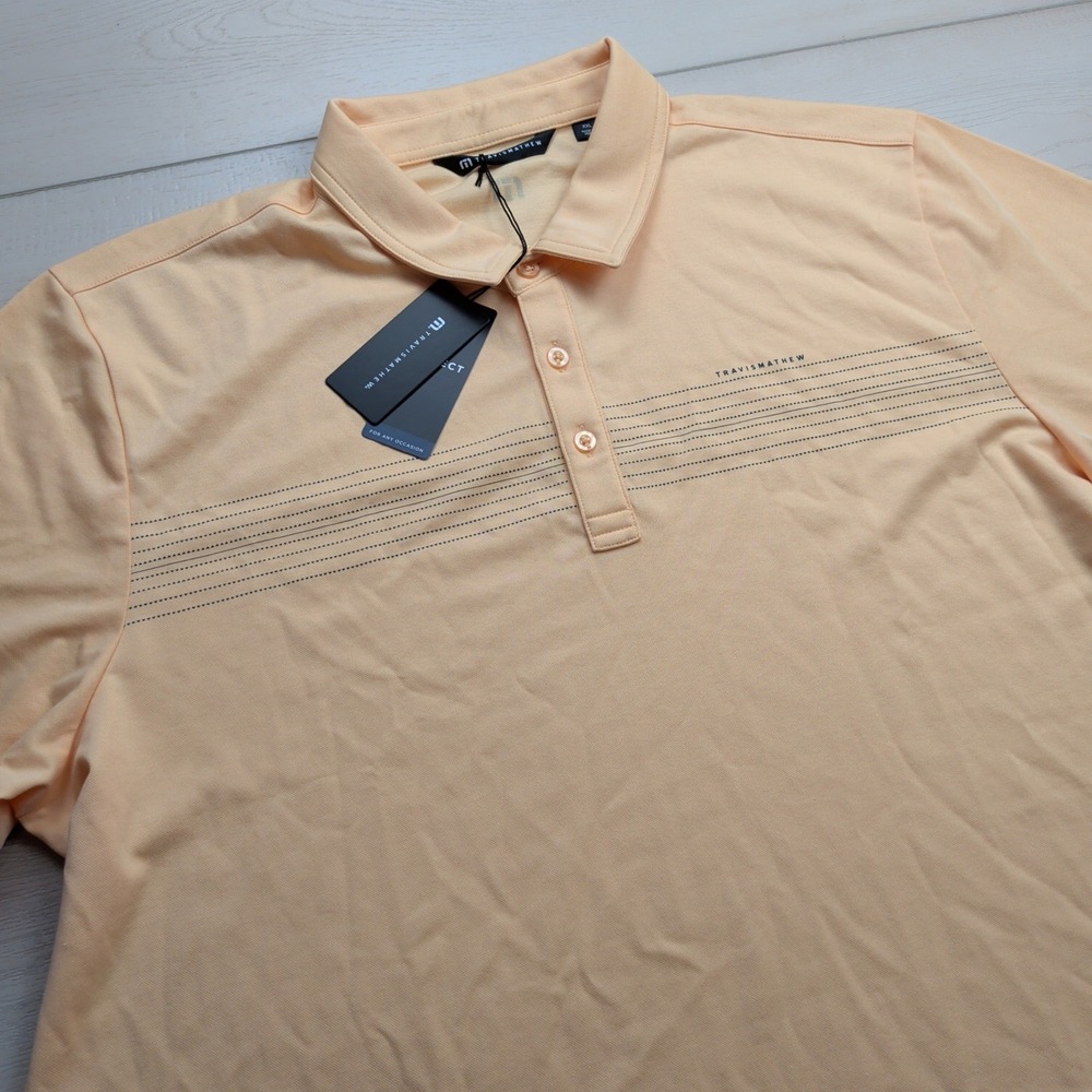 NEW Travis Mathew Cliff Diver Golf Polo Shirt Mens XXL Apricot Orange 1MAB047
